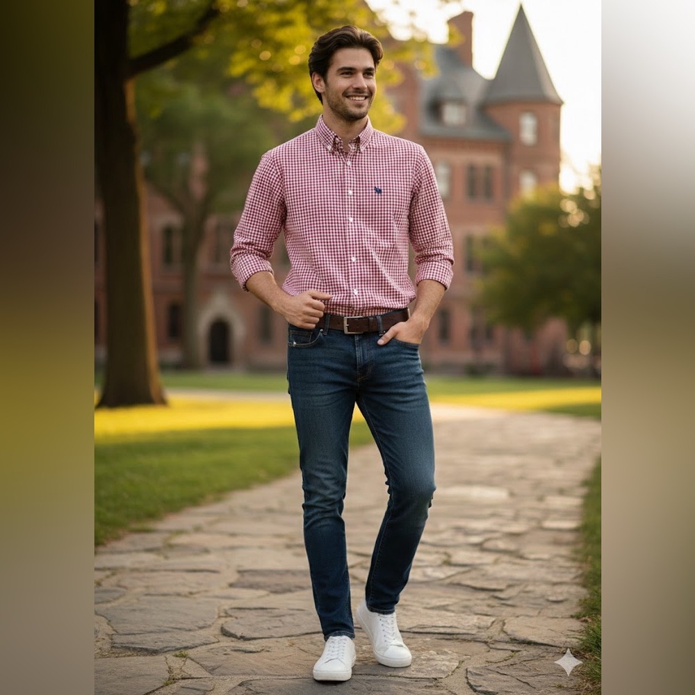 Abercrombie &‎ Fitch Red Checkered Dress Shirt